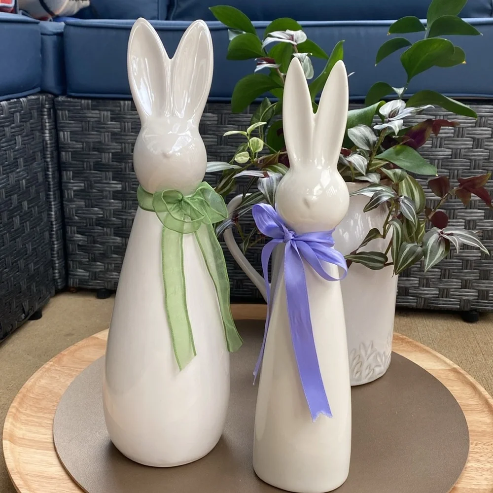Set of 2 ceramic bunnies - Picture 3 of 8